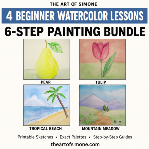 4 Beginner Watercolor Lessons-6 Steps to a Finished Painting